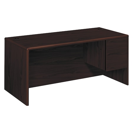 Hon Pedestal Desk L Desk, 3/4 Right Pedestal, 30 in D X 29.5" H, 66" W X Woodgrain Laminate, Mahogany H10783R.NN